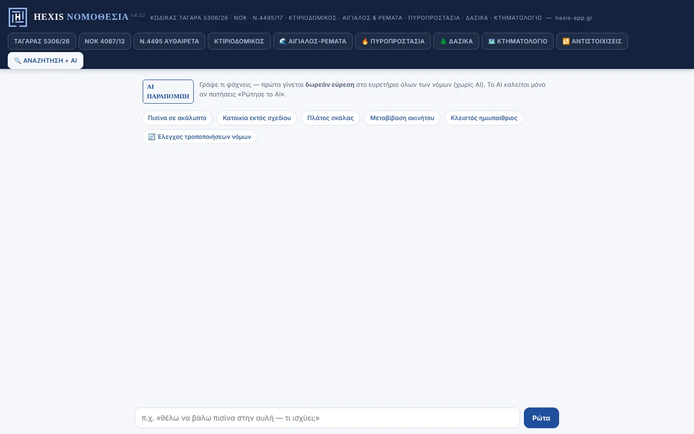 AI αναζήτηση στη νομοθεσία με προτεινόμενες ερωτήσεις